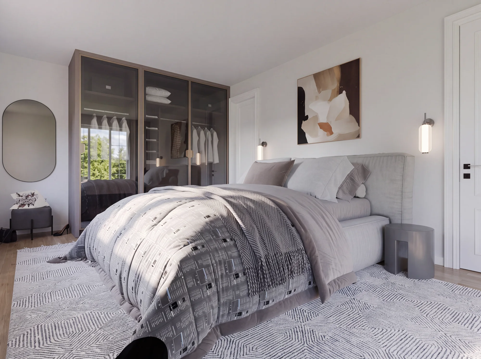 Elegantes Schlafzimmer mit Ankleide